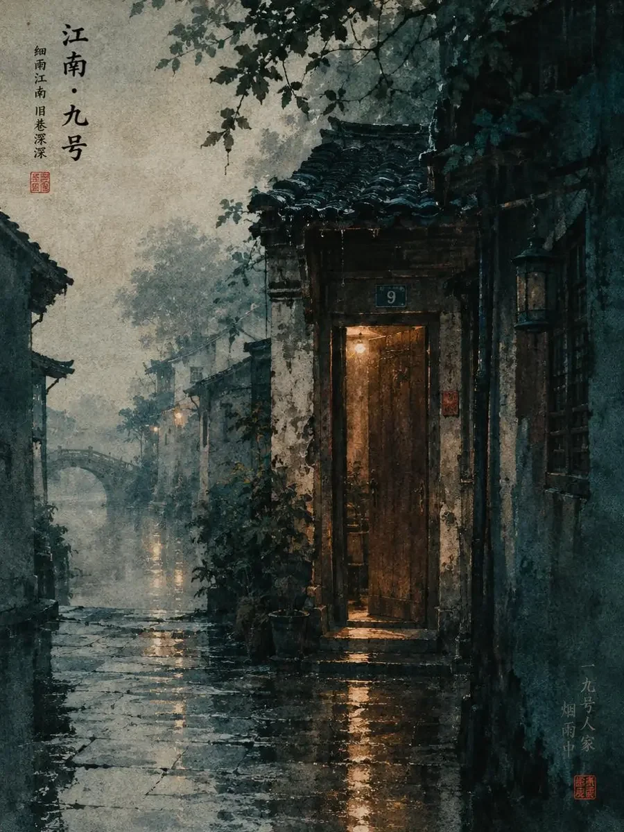 听雨巷九号：雨夜里亮着一点暖光的旧门洞