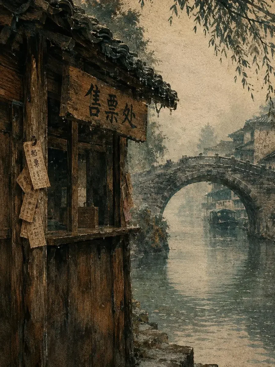 一张老桥票：石桥桥头斑驳的旧售票亭